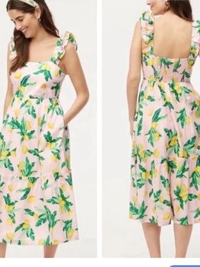 J. Crew Pink Lemon Print Dress